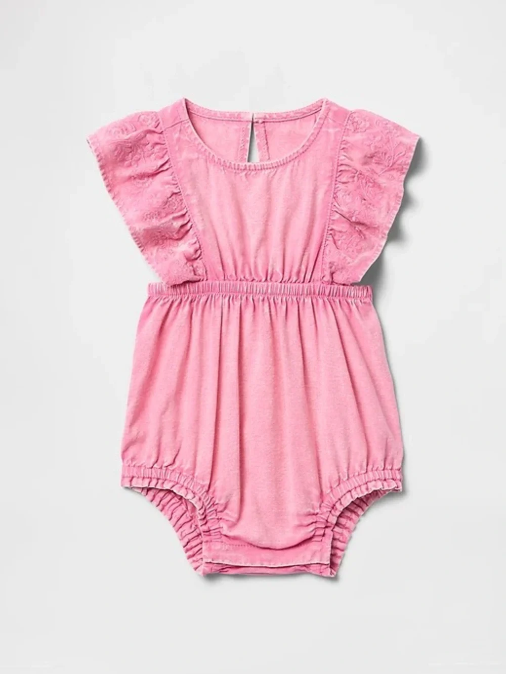 Gap Baby Girl Denim Bubble Shorty Romper One-Piece Classic Pink 0–3M